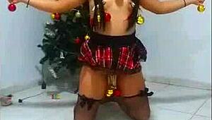 picture her bound as christmas slave whore gagging on cock in humiliating bdsm