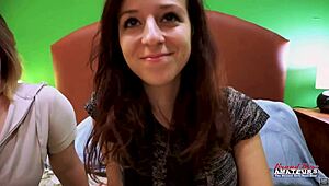 busty blonde faith and skinny ginger katie share juicy cock rimjob swallow