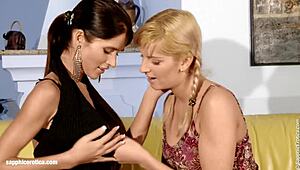 Bianca And Nessa D Lick Pussies Kiss In Steamy Lesbian Couch Oral