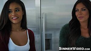 Sneaky Scarlit Scandal's Tight Shaved Pussy Railed Rough By Stirling Cooper After Caught Fingering!