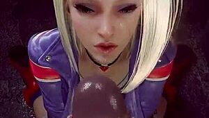 athletic big ass babe jerks cock to facial in fitness animation