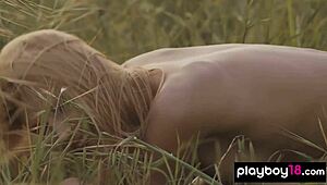 nude ukrainian emily rise flaunts shaved pussy and perky tits outdoors