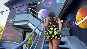 Beautiful Latina Brunette Dances Under Desk For Nightclub Waitress Job