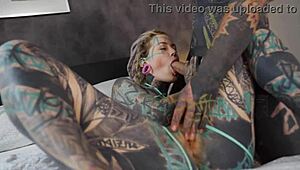 Heavily Tattooed Slut Gapes Asshole Monster Cock Sloppy Anal to Mouth Facial