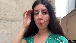 skinny czech teen loses the game and walks public streets with huge facial cum covering her cute face