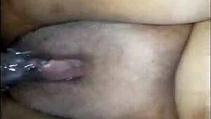 Big black cock slams squirting ebony pussy deep sloppy ebonymo creampie