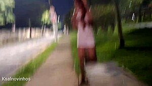 Risky Redhead Handjob At Crowded Bus Stop