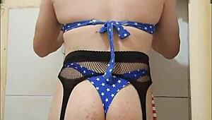 Curvy Shemale Prostitute In Bikini Thong Shakes Huge Ass Lingerie Panties Crossdressing Tease