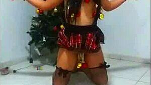 picture her bound as christmas slave whore gagging on cock in humiliating bdsm