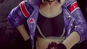 athletic big ass babe jerks cock to facial in fitness animation