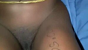 shaved ebony babe shows off her smooth pussy verification