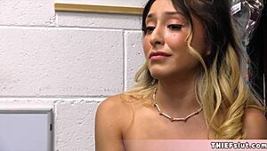 pretty petite blonde shoplifter fucks mall cop doggystyle to avoid jail time