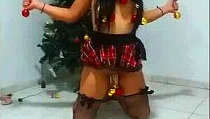 picture her bound as christmas slave whore gagging on cock in humiliating bdsm