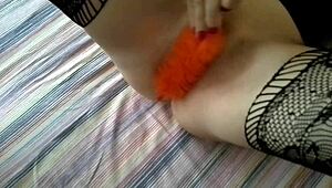 blonde sub ass fisted with bottle brush while pussy takes extreme bizarre insertions