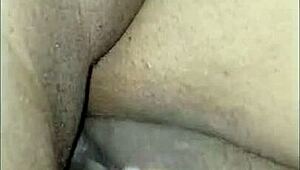 Big black cock slams squirting ebony pussy deep sloppy ebonymo creampie