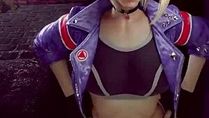 athletic big ass babe jerks cock to facial in fitness animation