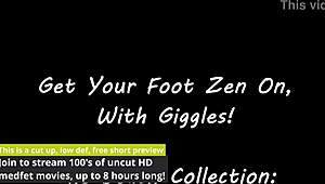 giggles' tattooed feet tickled sandy on beach beat2feetcom