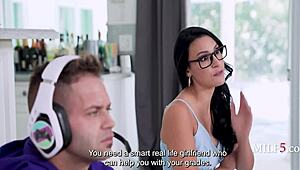 Desperate Milf Wife Instructs Incel Stepson Fucking Lingerie Slut