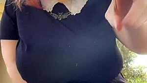 Sexy Alt Milf Neighbor Smokes Seductively Backyard