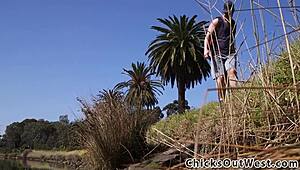 Aussie Girlfriend's Hairy Rimjob Outdoor Fuck Fest