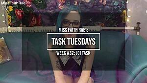 week 32 and this tattooed emo goddess dishes out a fresh jerk-off punishment task