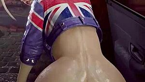 athletic big ass babe jerks cock to facial in fitness animation