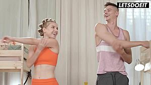 Big tits yoga babe Jayla teases in horny hostel room intrigue