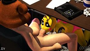 Toy Chica's Subtle Tease Turns into Guard's Secret Pleasure Moment