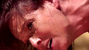 hot lesbian slave's ass spanked red before brutal strapon pounding