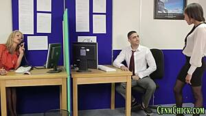 clothed babe jerks off pathetic loser in cfnm humiliation