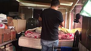 Behind the scenes, the cuckolded hubby films his sexy Latina MILF taking monster cock deep in her tight ass.