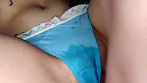 Rachell Miranda rubs cock on her tight pussy till explosive orgasm squirt