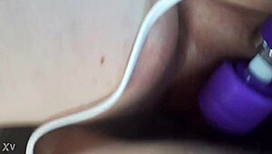 Vintage Vibe Pussy Teased by Buzzing Vibrator Toy in Retro Blue Film