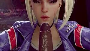 athletic big ass babe jerks cock to facial in fitness animation