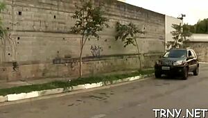 large dick shemale ladyboy slurps cock in hardcore blowjob frenzy