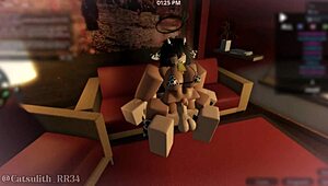 she rides cow costume on sofa fingering pussy during amateur fuck session