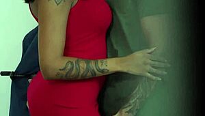 Watch this cuckold husband spy on his ebony wife fucking her black lover hard!