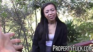 Young black agent tricked into outdoor blowjob fuck and cumshot by perv