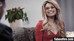 Girlfriend cheats fucking boyfriend's stepbrother hard