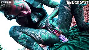 I shove dildo deep in my outdoor anal hole masturbating till pee urge hits!