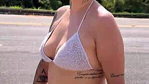 PROSTITUTE on highway FUCKS FREE in woods after price talk.
