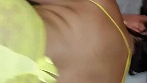 bold wife bends over doggystyle exposing stockings fully