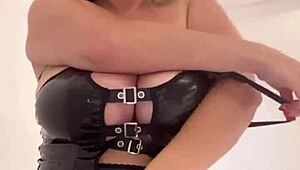 Big Saggy Natural Tits Burst From Tight Latex Bunny!