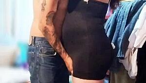 Sexy curvy neighbor catches me dressing as prostitute licks my ass I suck his cock passionately