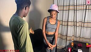 Cheap Ebony Slut Rides Monster Cock Doggystyle to Creampie