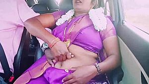 Saree-Clad Housewife Teases Driver's Desires