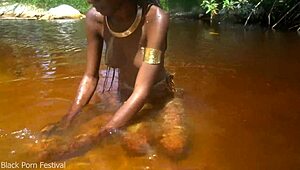 Skinny Tribe Slut Bares Tits at Beach