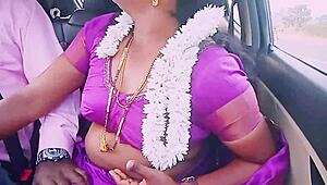 Saree-Clad Housewife Teases Driver's Desires