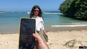 dude i asked this stranger to snap my pic on the beach... next thing he fucks my tight pussy raw in the hotel and cums all over my face!! 💦🏖️