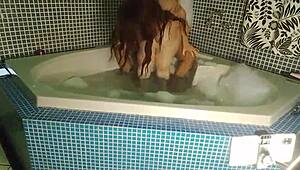 bold bathtub cowgirl anal ride ends in creamy creampie explosion